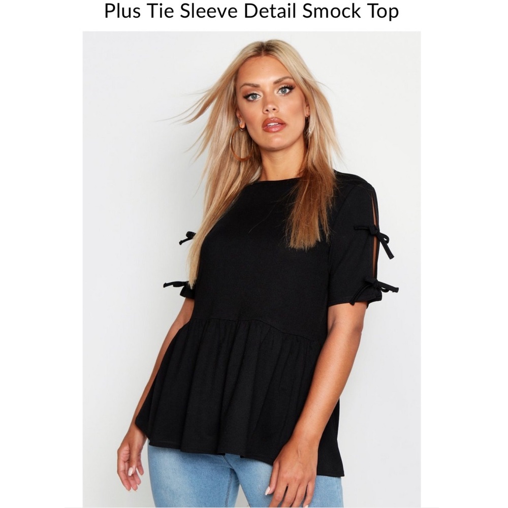 Boohoo Plus Tie Sleeve Detail Smock Top